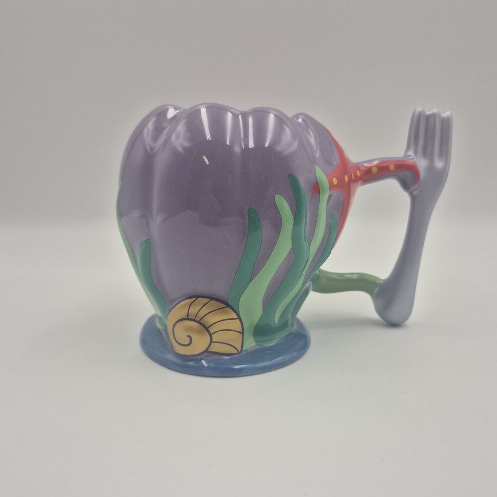Disney Parks Princess Ariel Dinglehopper Trident Fork Mug Purple Sculpted 3D